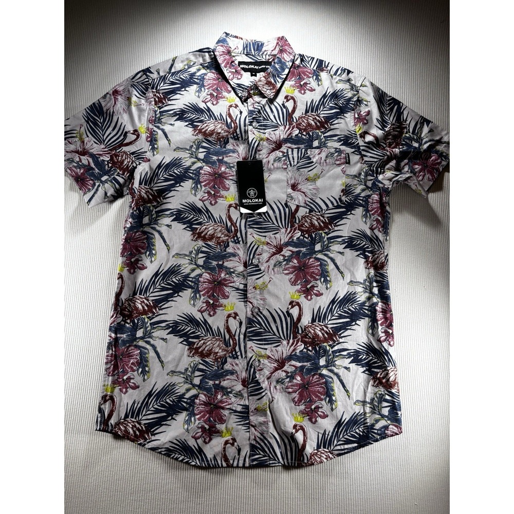 Molokai Surf Co. Men's Button Down Hawaiian Shirt  M Resort Wear Vacation‎ NWT